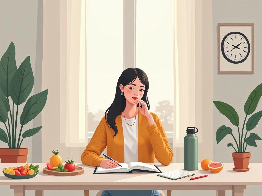 Abstract illustration of balanced meals and daily rhythm